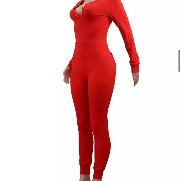 “Red” Adult Onesie W/Butt Flap - Picture 2 of 5
